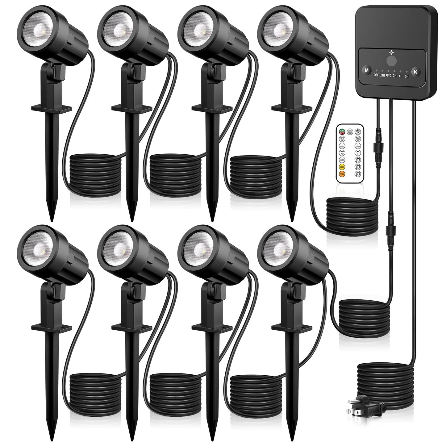 SOROP LED Landscape Lighting Kit, Dimmable IP66 Waterproof, 2700-6500K, 8 Pack, Black, Model SP01CW