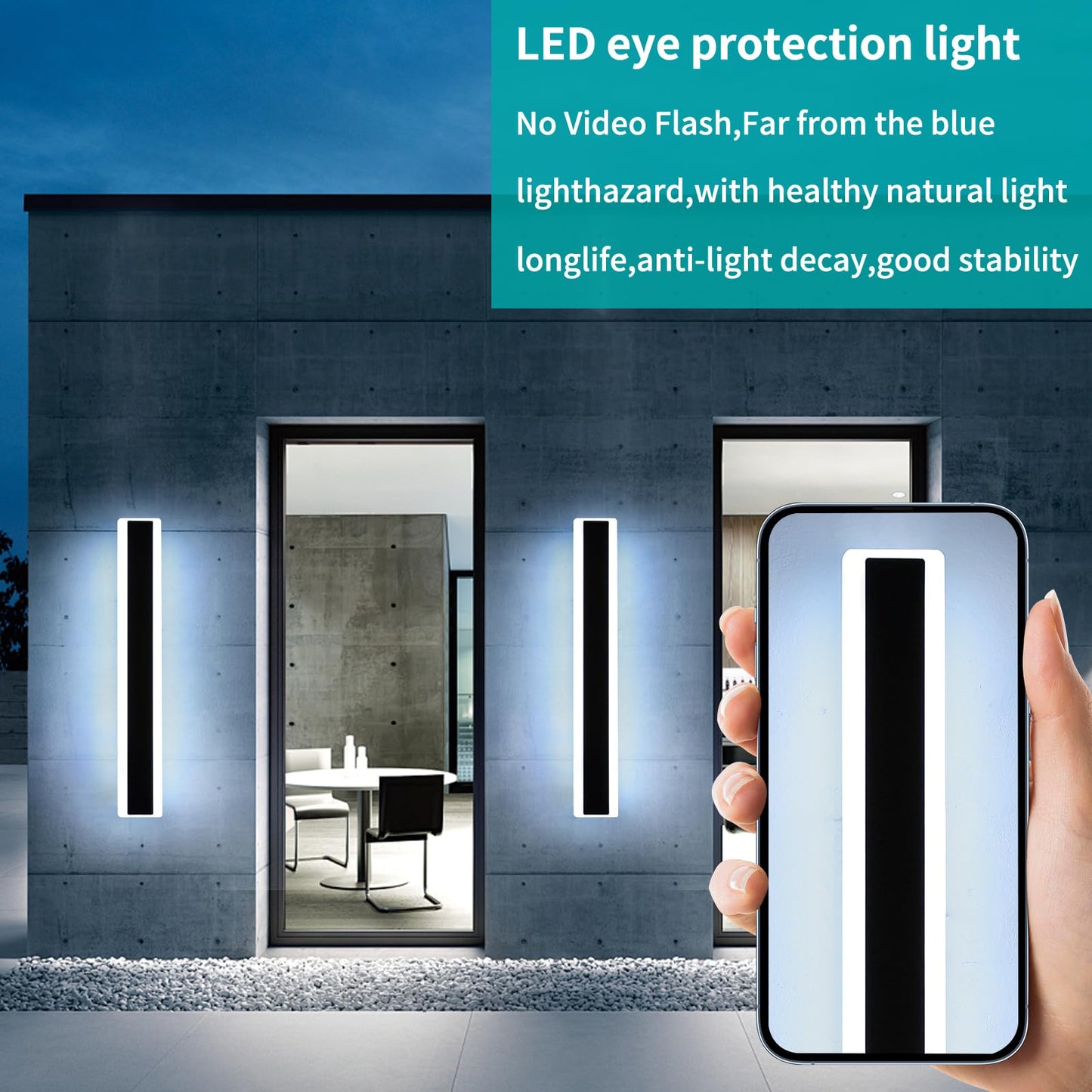 Mikeru 2Pack 31.4Inch Long Led Wall Light  6000K Cool White Modern Outdoor Wall Light Ip65 Waterproof Black Acrylic Porch Exterior Lighting Fixtures  Exterior Wall Mount Lights