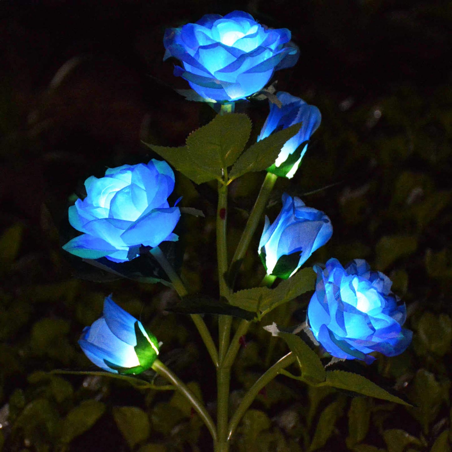 Homeleo Solar Powered Decorative Rose Garden Stake Lights - Waterproof, Realistic Artificial Flowers, Blue For Outdoor Decor