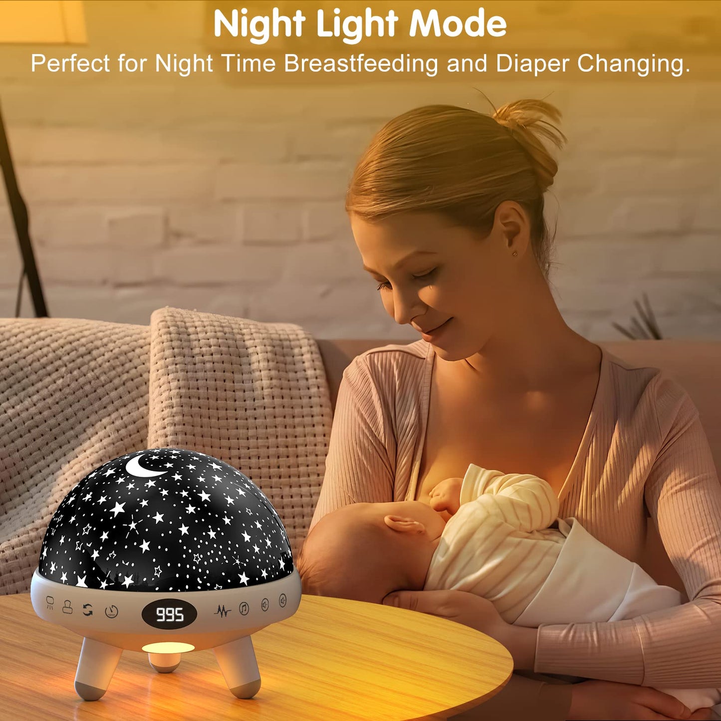 YACHANCE Kids Sound Machine with Night Light Projector, 29 Soothing Sounds, White, Model YC-008, Plastic