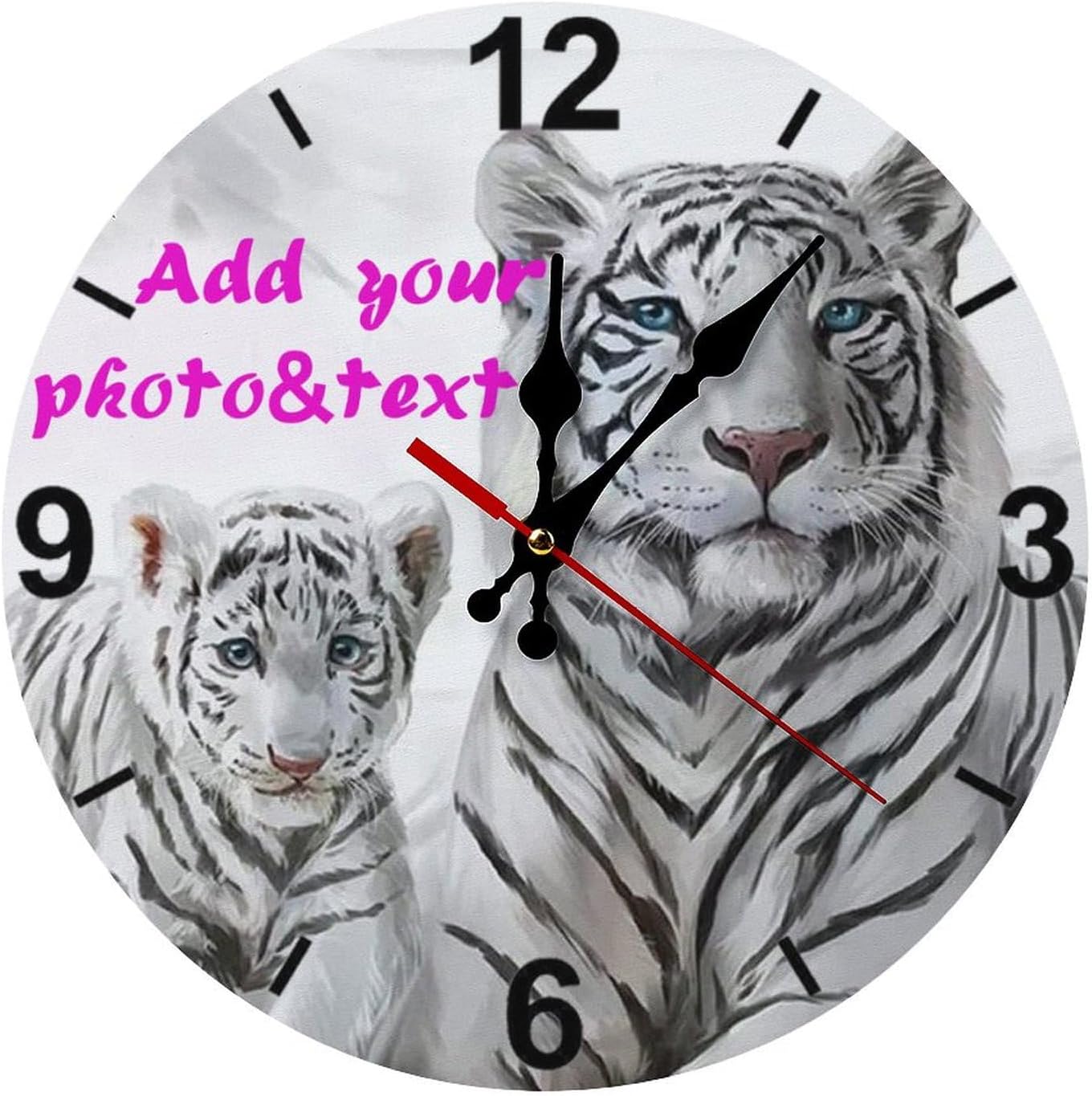 Custom Wall Clock,Personalized Wood Clock add Your Photo/Text,Customizable Silent Round Decoration for Kitchen Bathroom 15.7inch style3