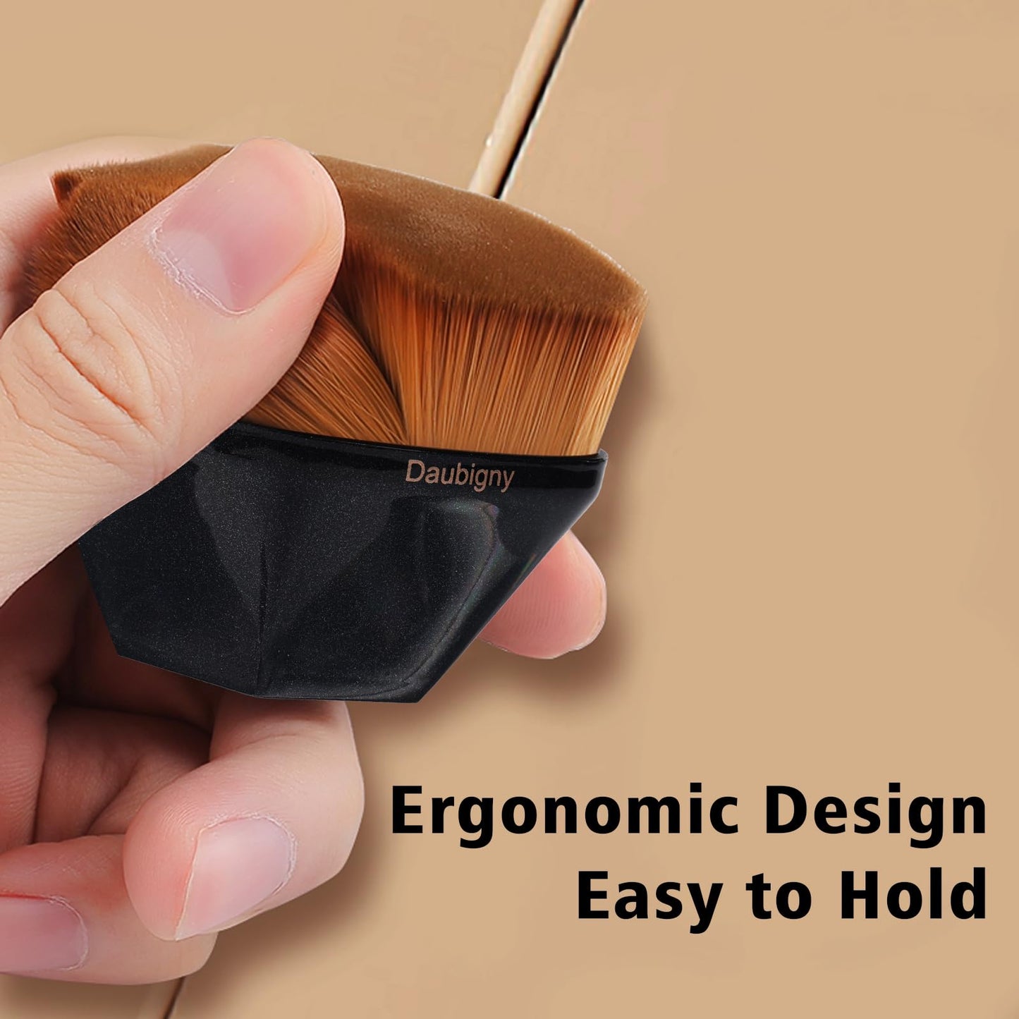 Foundation Makeup Brush For Self Tanner Flat Top Kabuki Hexagon Face Blush Liquid Powder Foundation Brush for Blending Liquid, C