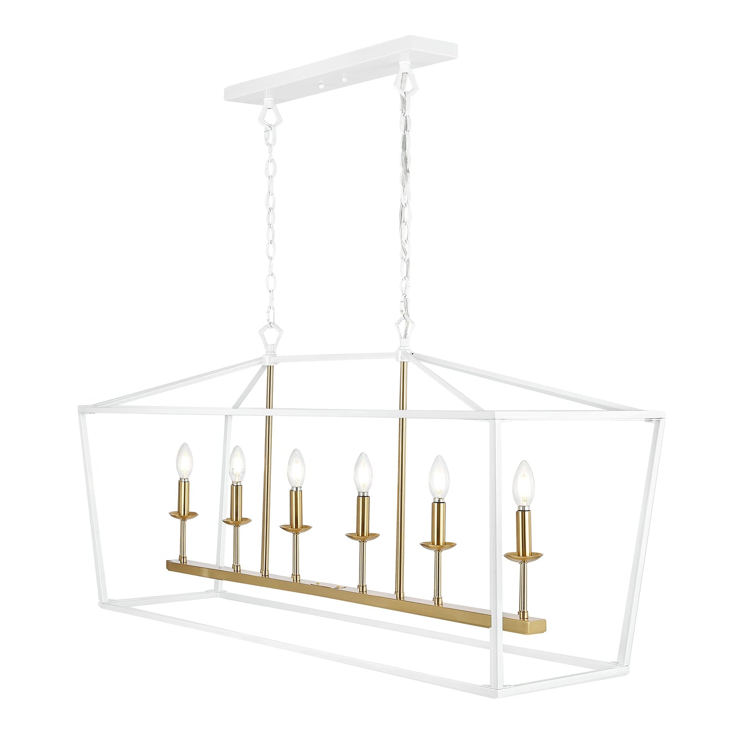 Jonathan Y 49 Metal Led Pendant Light, White/Brass Gold, Model Jyl7439E, Classic Traditional Design For Dining Room, Living Room, Kitchen
