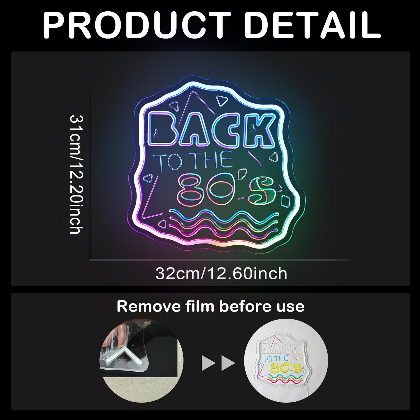 Jurong Back To The 80S Neon Signs For Wall Decor  Rgb Dynamic Dimmable Led Light Up Sign  Usb Powered Neon Sign  For Home  Party  Gift  Office  Bedroom  Retro Lovers