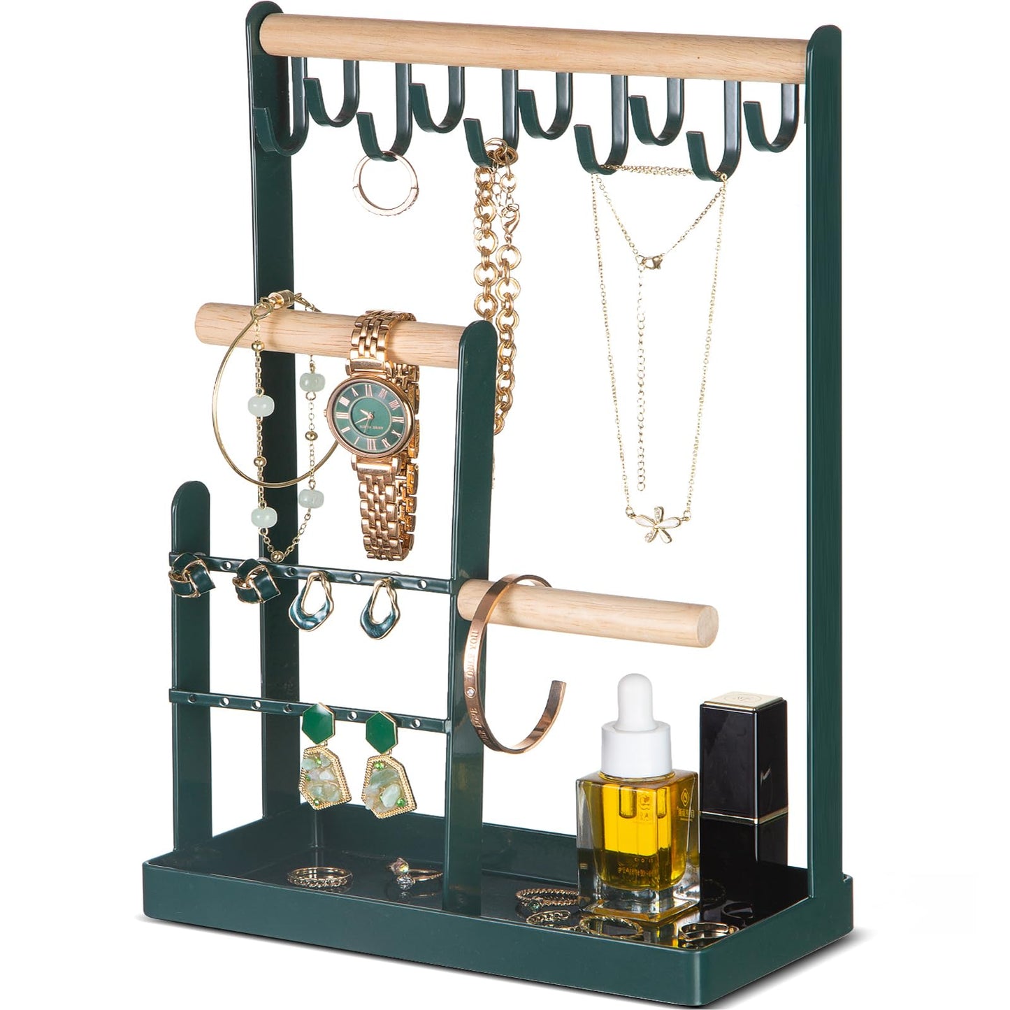 ProCase Jewelry Organizer Stand Holder, 4-Tier Necklace Organizer with Ring Tray, Small Cute Aesthetic Jewelry Tower Storage Rac