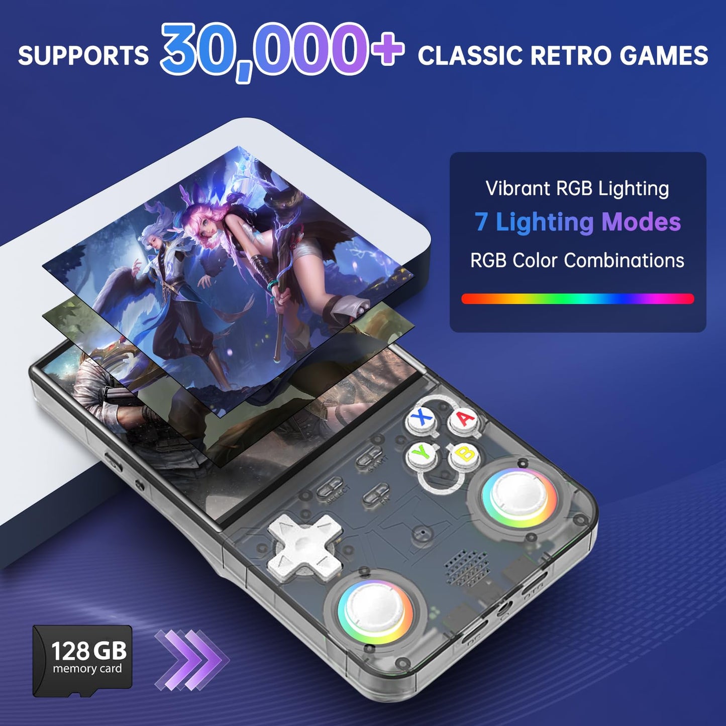 2025 New Upgraded R36 Ultra Retro Handheld Game Console, 128GB Mini Video Game Console, Loaded with 30,000+ Classic Games, Featuring 4-Inch IPS Display, Supporting 25+ Emulators, Linux System – Black