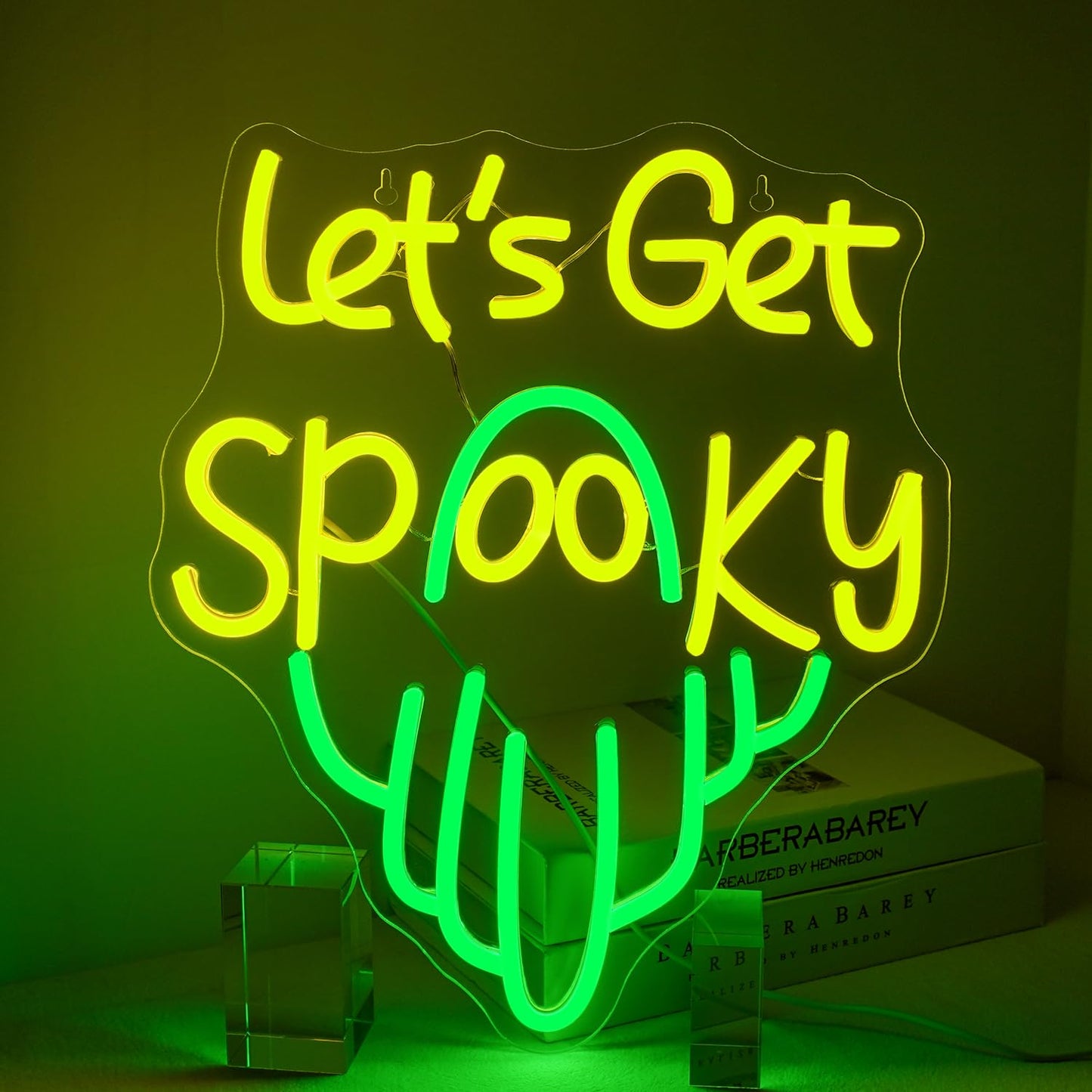 Lucunstar Lets Get Spooky Neon Sign Halloween Neon Signs For Wall Decor Led Lights With Usb Powered Halloween Ghost Wall Decoration For Bedroom Bar Party Man Cave Club Pub Door Gifts