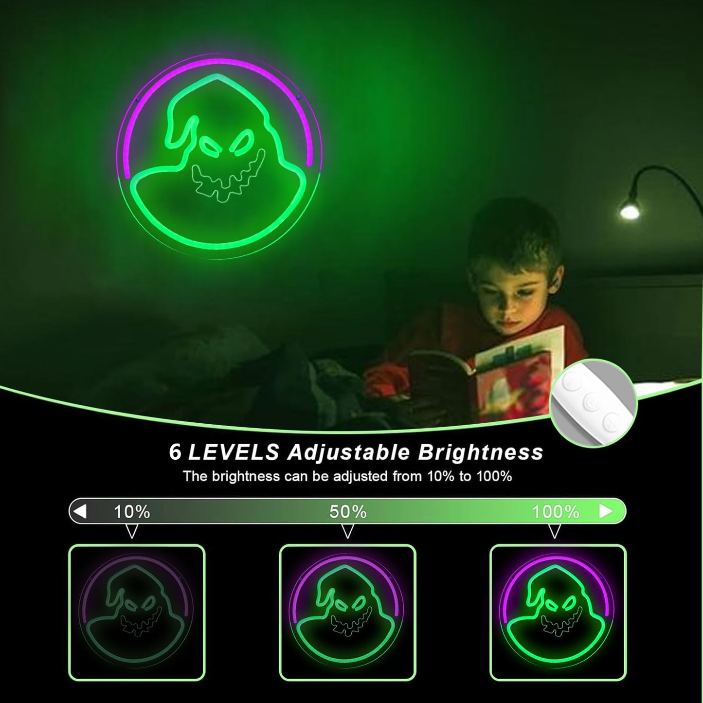 The Nightmare Ghost Neon Before The Christmas Sign Roll the Dice Oogie Bogie Neon Hanging Wood Wall Decor Spooky Halloween Christmas Ogie Bogie Decor for Wall Decor for Man, Children