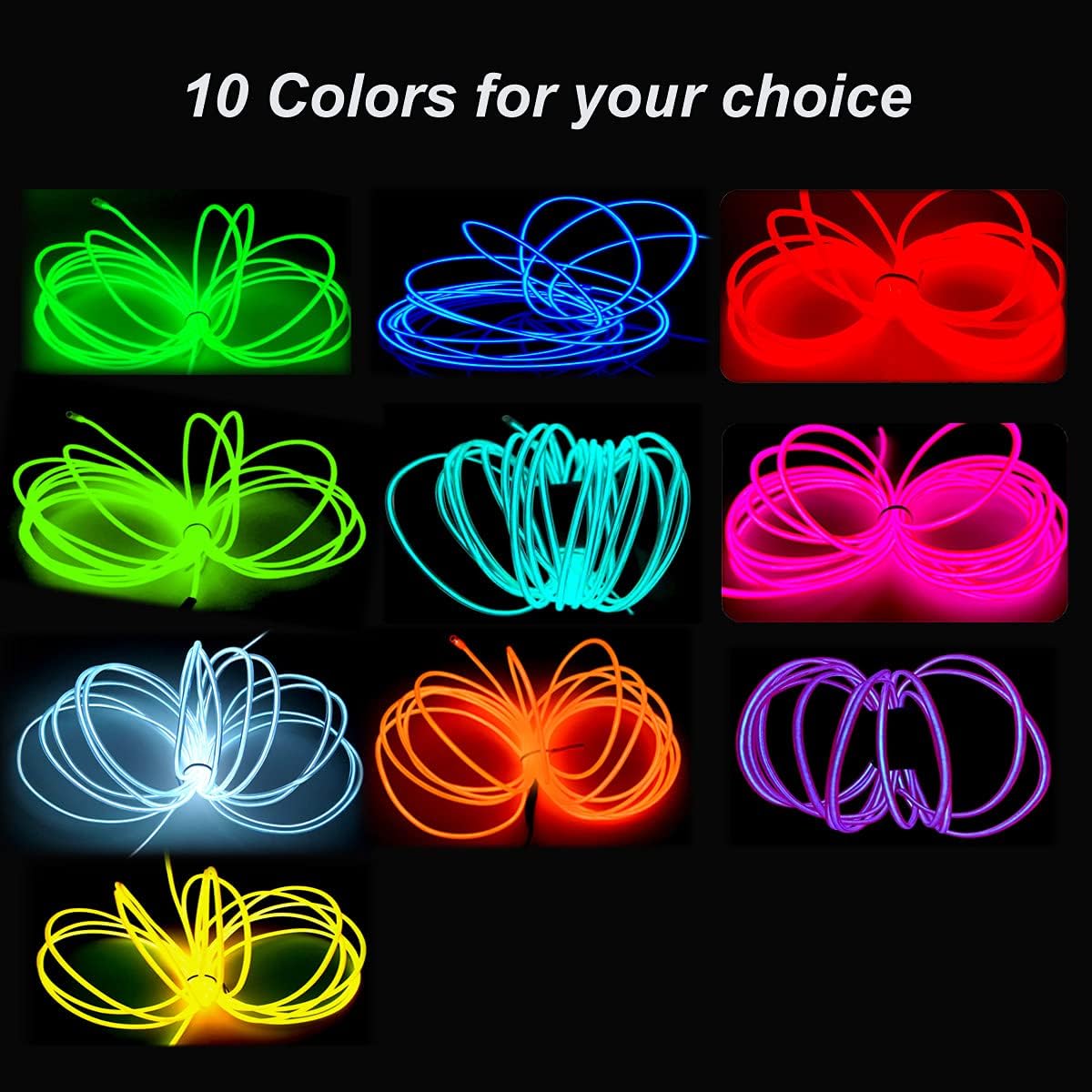 MaxLax EL Wire Neon Lights Strip, 2M Pink Glowing Rope, 360° Cuttable for Parties & DIY Decoration