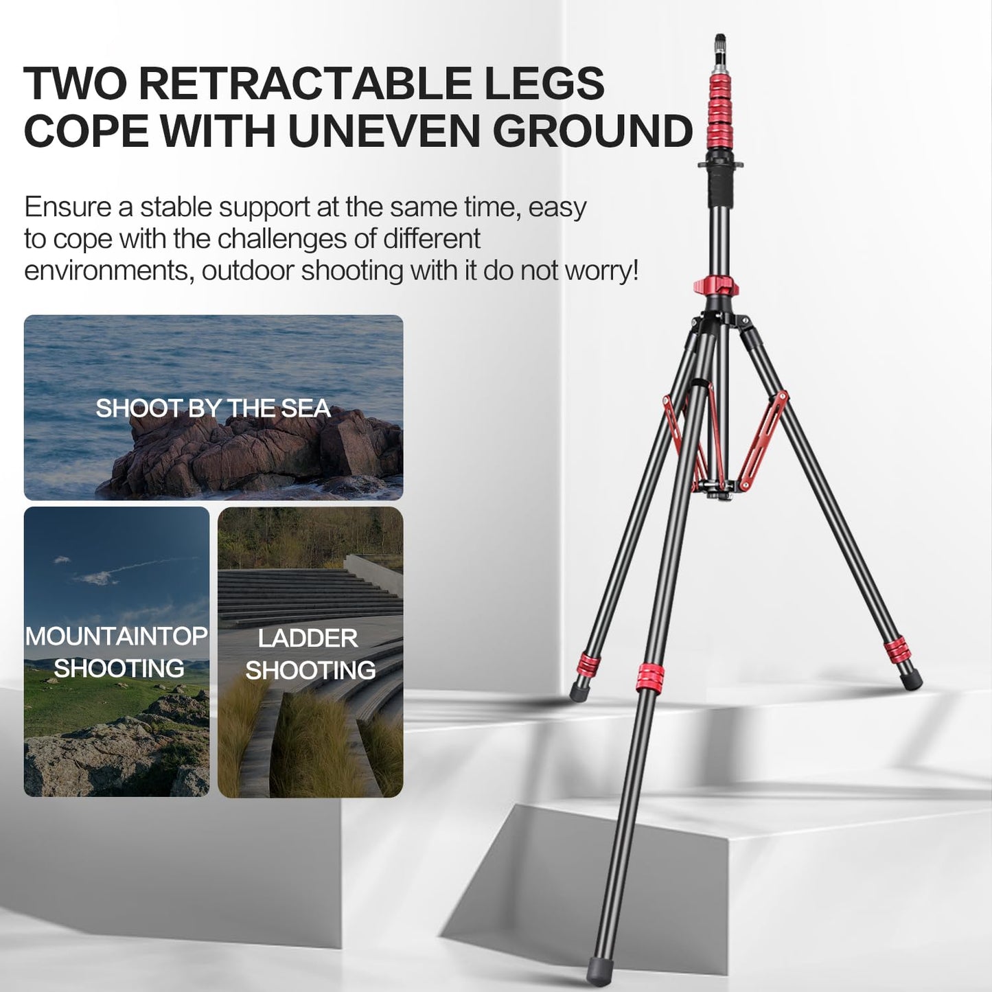 FreeSea Light Stand Aluminum, Adjustable Tripod Stand for Photography, 260cm/102inch Studio Sturdy Tripod for Speedlite Flash Softbox Strobe Light Camera with Carrying Bag