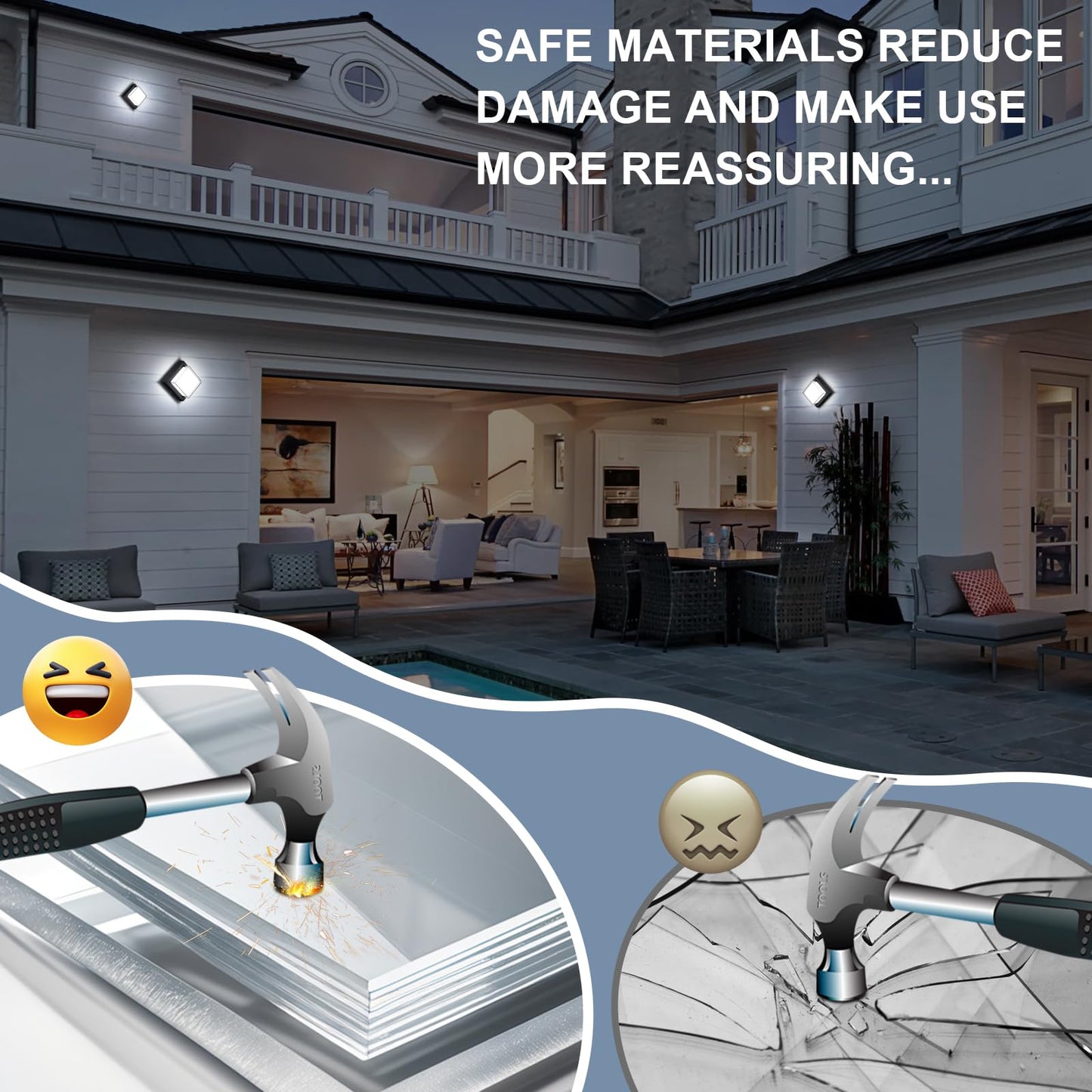 Biritalo Led Porch Lights 12W 6500K Outdoor Wall Lighting Double-Layer Cover Aluminum Exterior Light Fixture Ip65 Waterproof For Patio Stairway Garage Bedroom