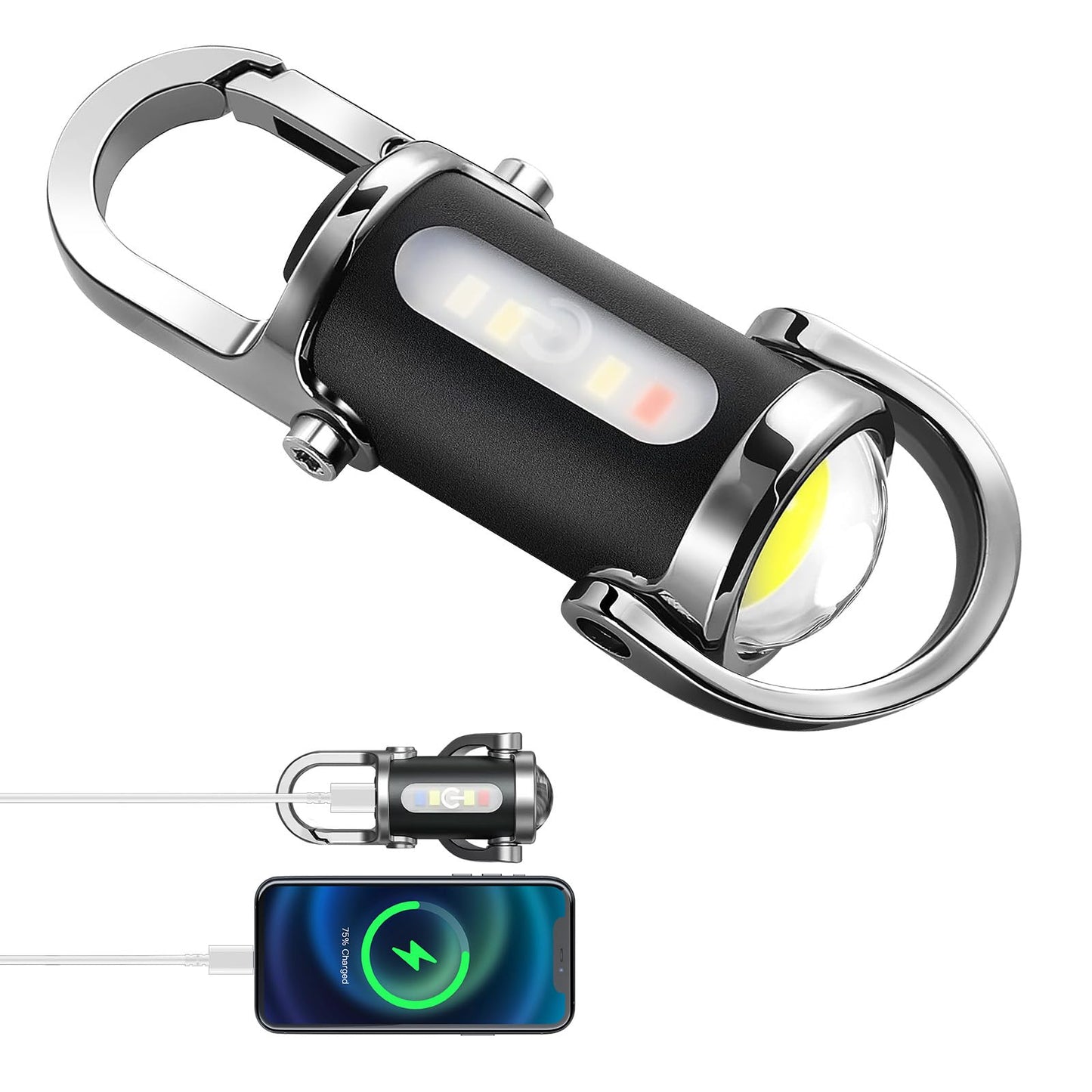 Budatao Emergency Powerbank Keychain Flashlight(3 In 1)  Rechargeable 500 Lumens Edc Tool With Red/Blue Strobe  1000Mah Usb-C Charging  Ipx7 Waterproof  Portable Flashlight For Emergencies