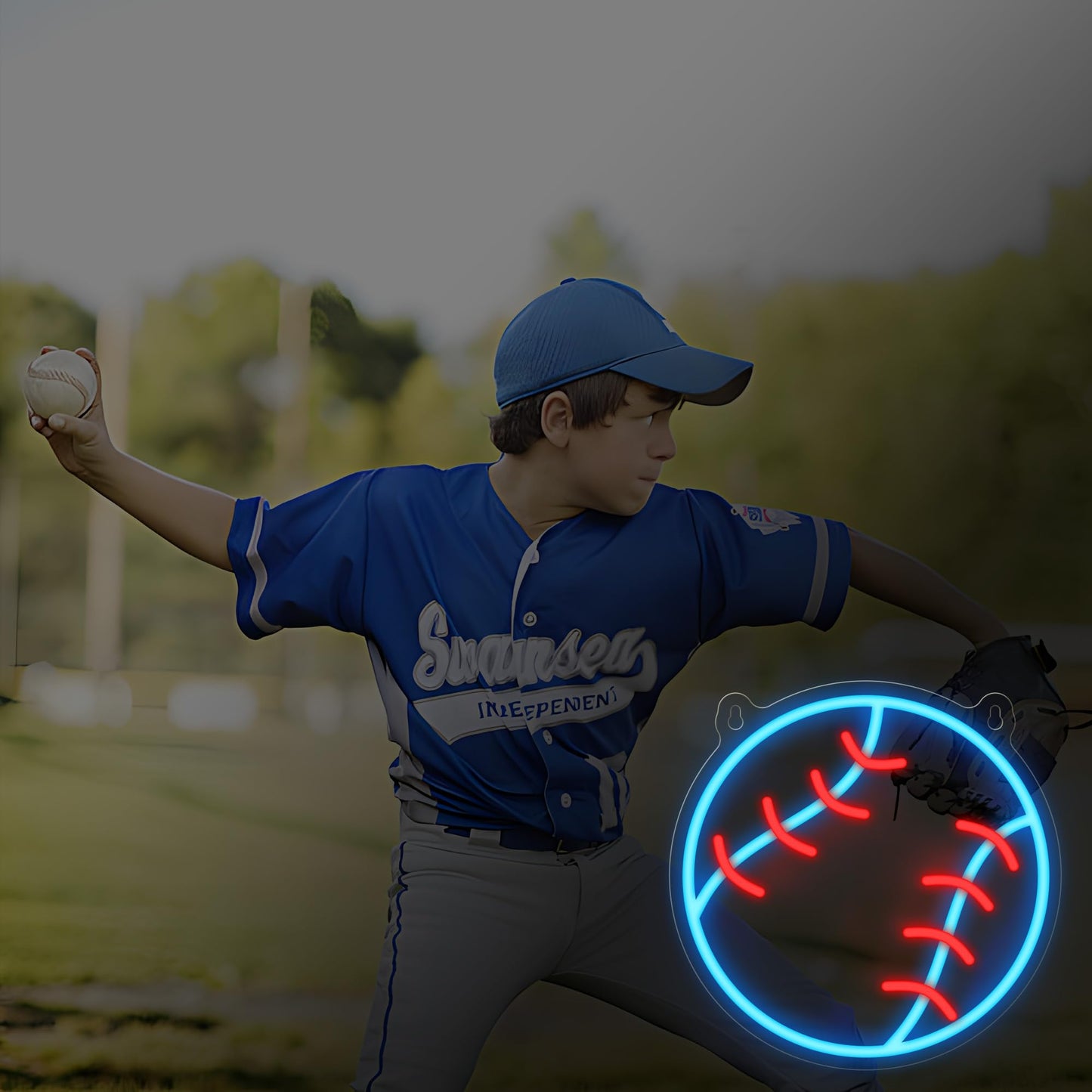 CoolGift Mart Baseball Neon Sign - Dimmable Sport Wall Decor with USB Power, Unique Gifts for Men & Boys 8-12, LED Bedroom Lights for Man Cave College Dorm Baseball Fan Accessories