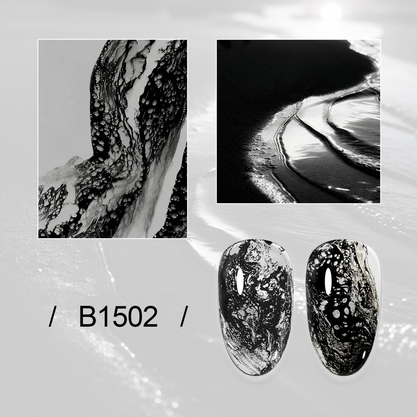 JODSONE Ocean Wave Blooming Gel Nail Polish,16.5ml Wave Black Blooming Liquid for Spreading Effect Wave,High Fluidity Wave Textu