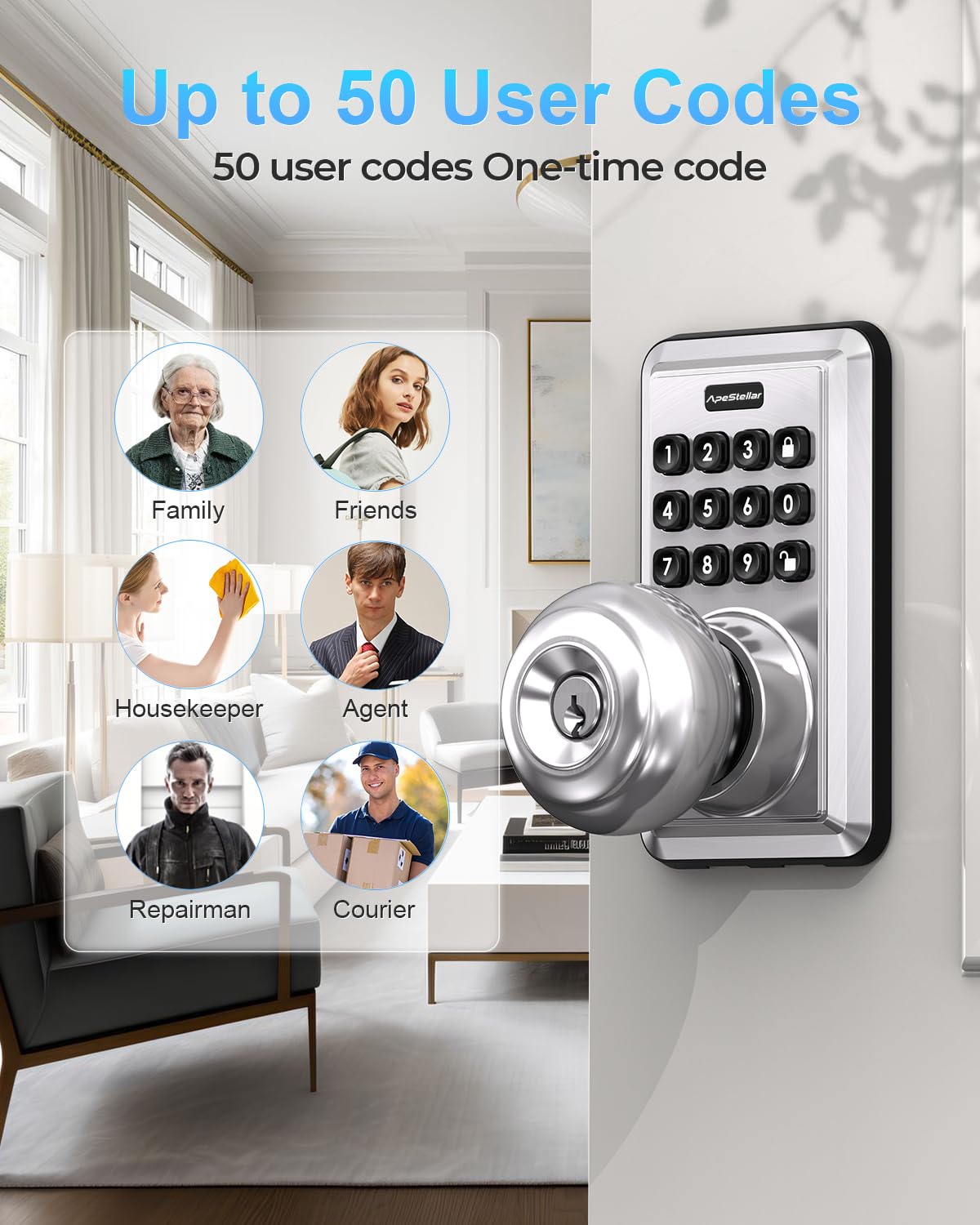 Keyless Entry Door Lock-Keypad Door Lock with Handle-Door Knob with Keypad-Electronic Digital Smart Locks-Auto Lock-Easy Installation-Satin Nickel