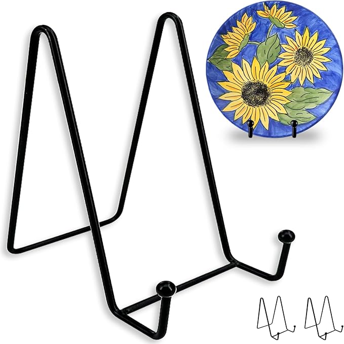 3 Pcs Plate Stands for Display,6 Inch Plate Holder Display Stand, Metal Frame Bracket for Book, Picture, Decorative Plate, Photo, and Platter, Desktop Display Shelf, Tabletop Art