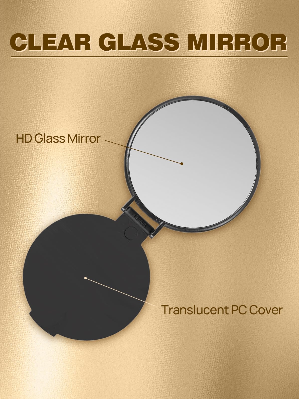 Qislee Compact Mirror Bulk, Round Makeup Mirror for Purse, Set of 12(Black)