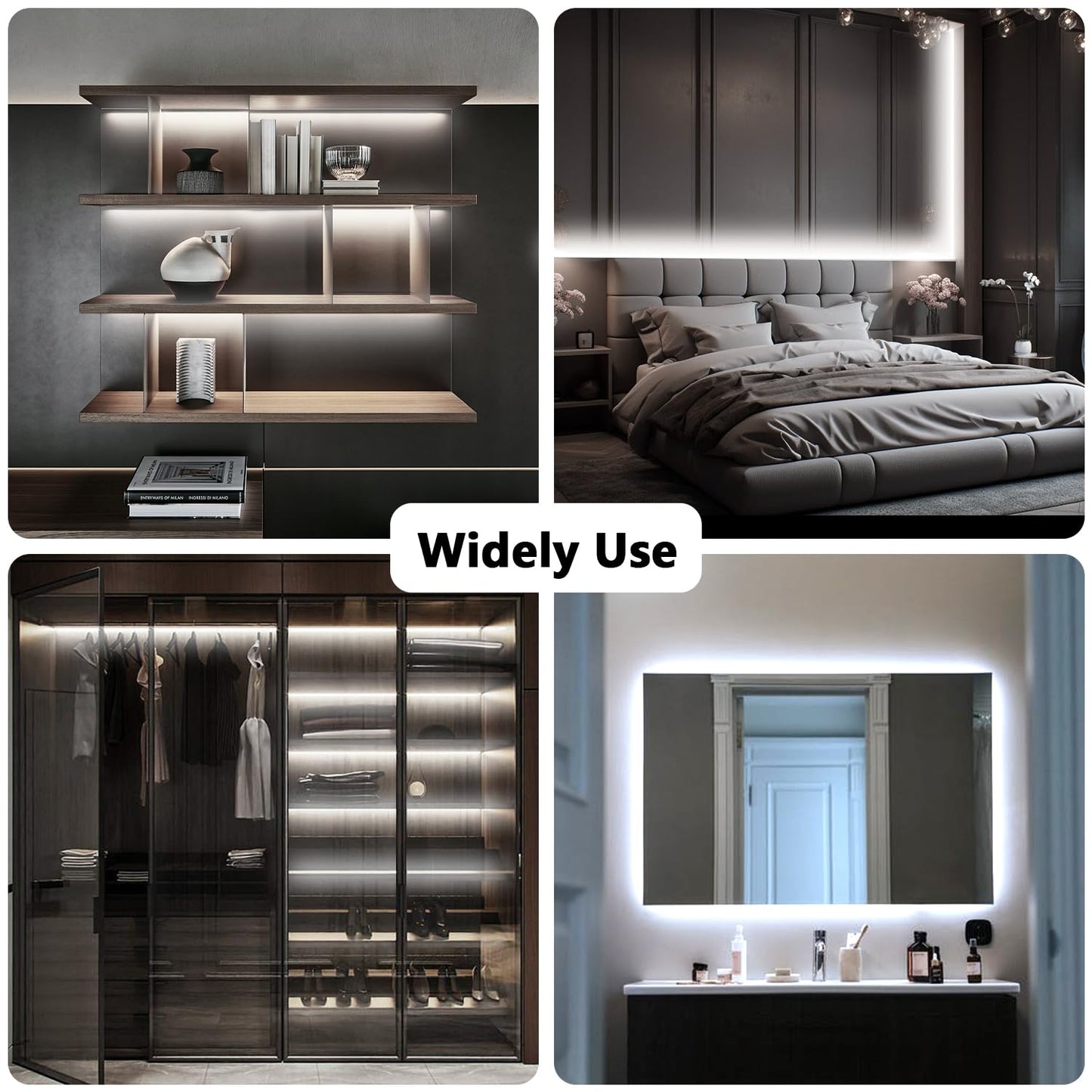 dalattin White LED Strip Lights 50ft 900 LEDs Dimmable 6500K Daylight for Bedroom, Mirror, Kitchen Model KU-WFQA-UHY5