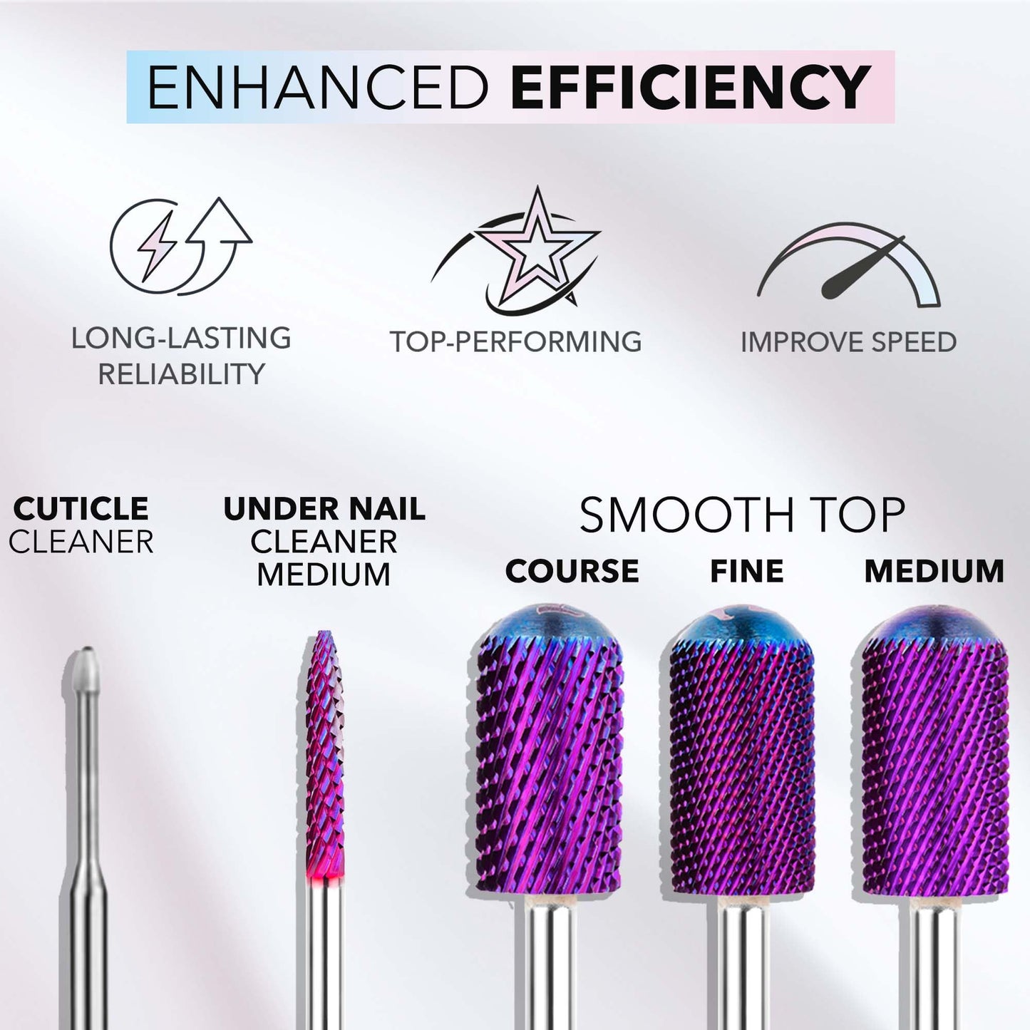 Kiara Sky Purple Drill Bits for E-File Nail Drill (5-in-1 Coarse)