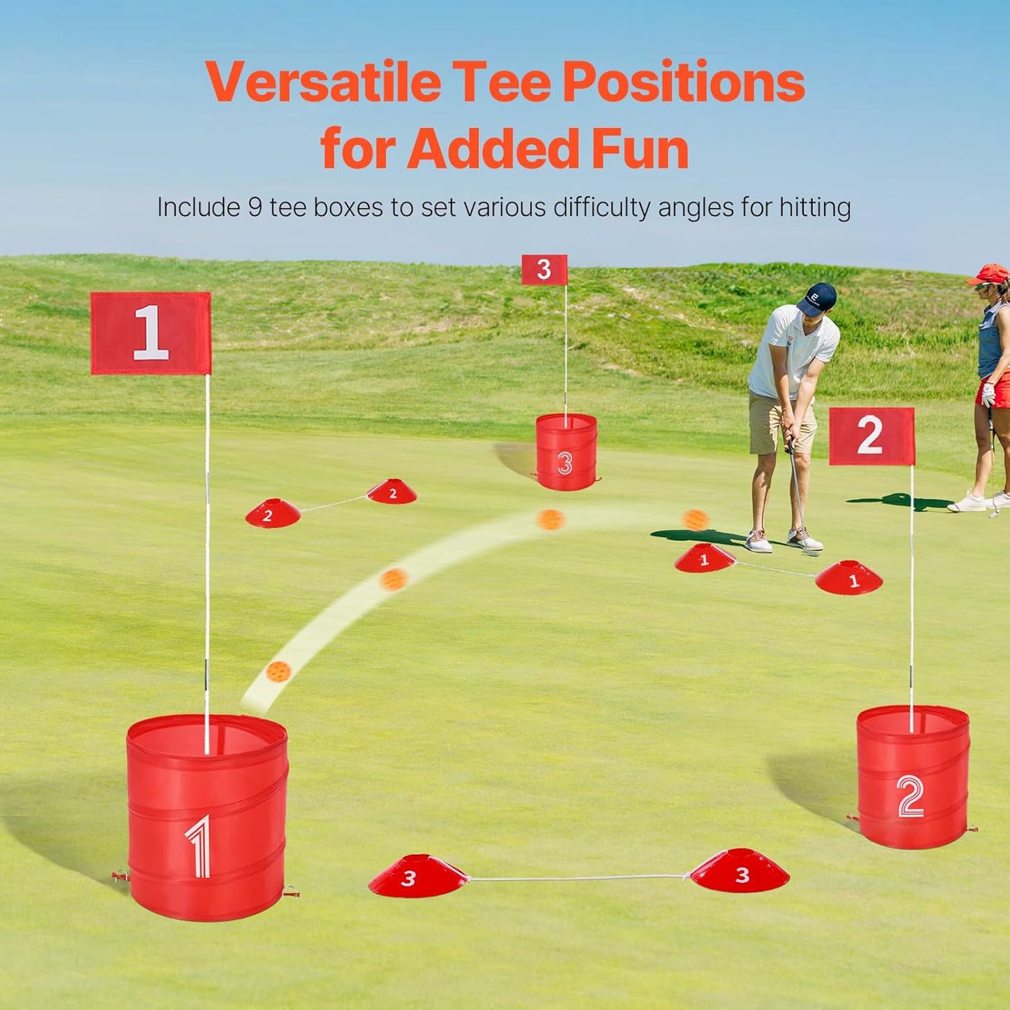VEVOR Backyard Golf Game, 9 Hole Golf Course, Golf Game Practice Games, Golf Chipping Game for Family, Adults and Kids, Portable Outdoor Yard Golf Game for Lawn, Yard, Camping, Park, Beach
