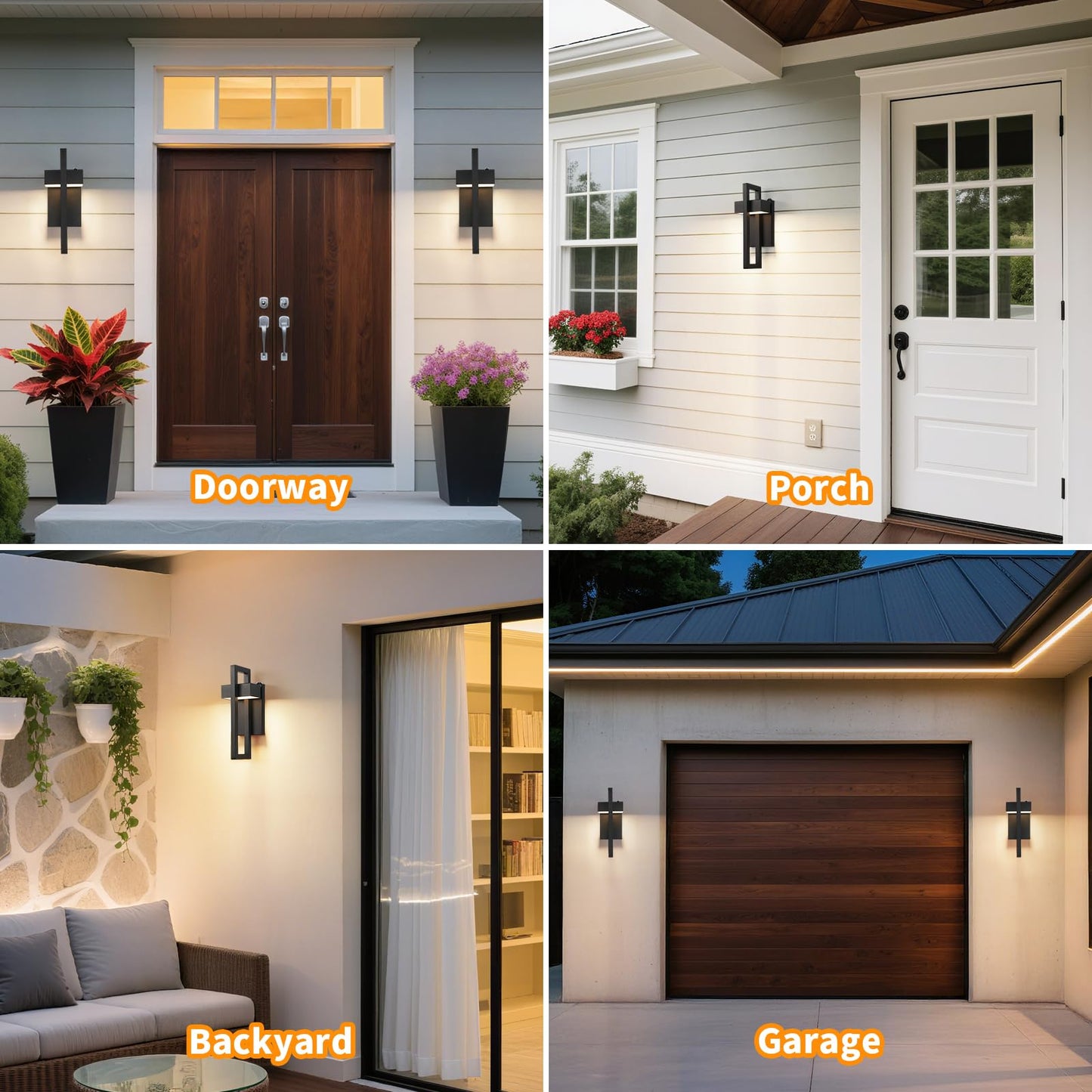 Tewei Led Outdoor Wall Sconce Dusk To Dawn Outdoor Lighting  Modern Exterior Lighting Fixtures  Black Led Front Porch Lights Outside Wall Mount Lights For House  Hallway  Warm White 3000K  1 Pack