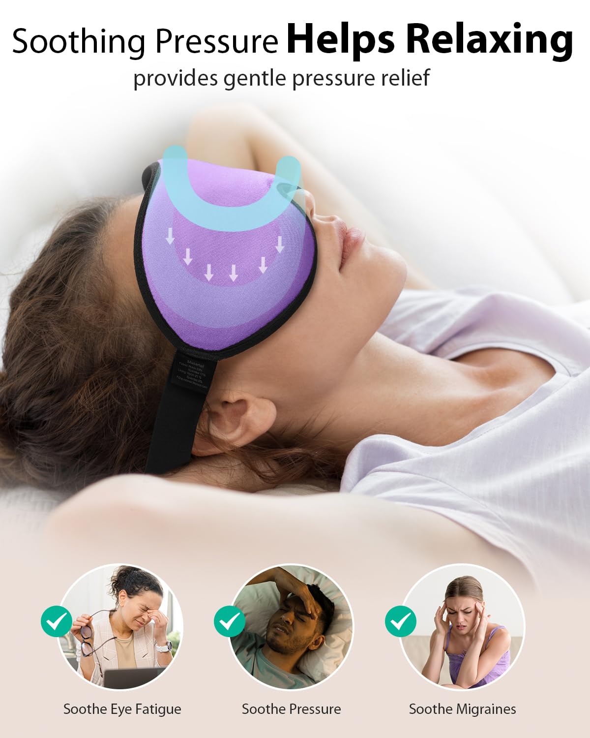 MABAO Weighted Sleep Mask - 100% Blackout Eye Mask for Sleeping for Women Men, 3D Contoured for Lash Extension, Zero Eye Pressure Memory Foam Cover, Soft Gentle Pressure Blindfold for Travel - Purple