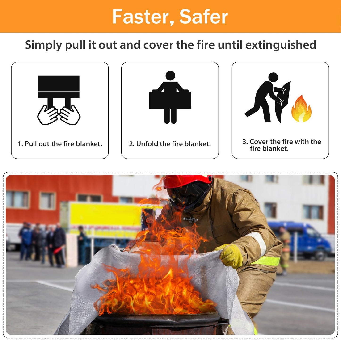 Emergency Fire Blanket for Home Kitchen - KANHIRO (4 Pack, 40 in X 40 in), Emergency Silicone Fire Blanket