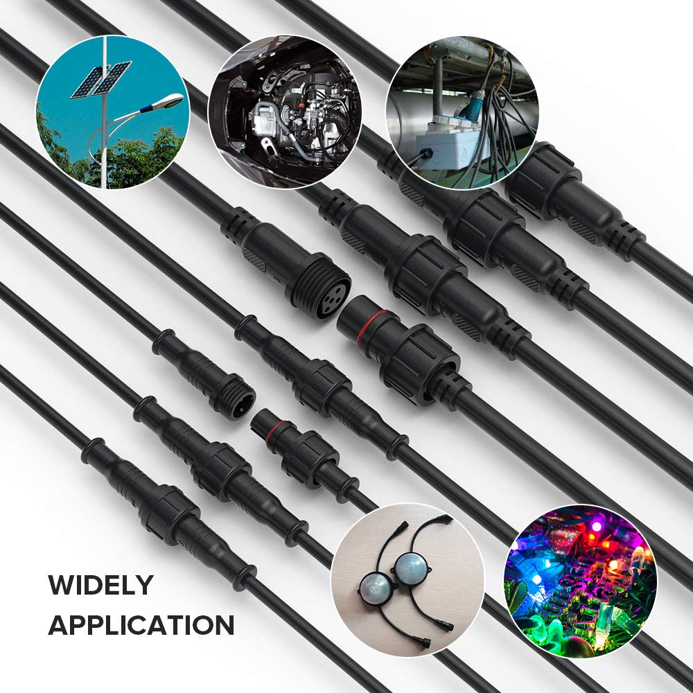 BTF-LIGHTING 5 Pin Electrical Connector IP65 Male Female 22AWG Extension Cable 20cm for Car Truck Boat Indoor Outdoor