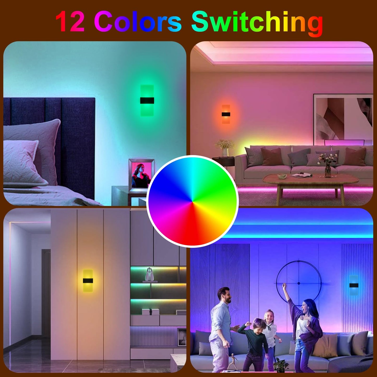 SURPALIG LED Wall Light, 4000mAh Battery Operated, RGB Remote Control, Dimmable, Magnetic, for Bedroom/Living Room, Multi-colored, Model B0C371Z