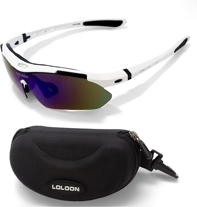 LOLOON Cycling Sunglasses for Men Women Youth, Wrap Around Sports Sunglasses for Running Climbing Bike Baseball Softball Golf