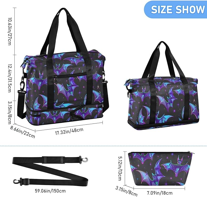 Women's Weekender Duffle Bag for Travel and Gym with Toiletry and Shoes Compartment