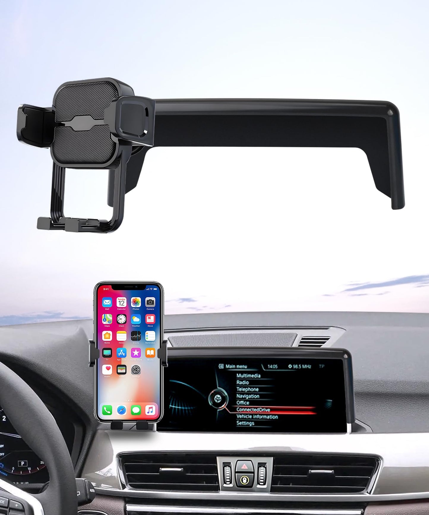 Masergogo Car Phone Holder For 2016-2022 Bmw X1 / 2018-2023 Bmw X2, 360 Rotation, 8.8 Inch Screen Fixed Clip, Auto Accessories N