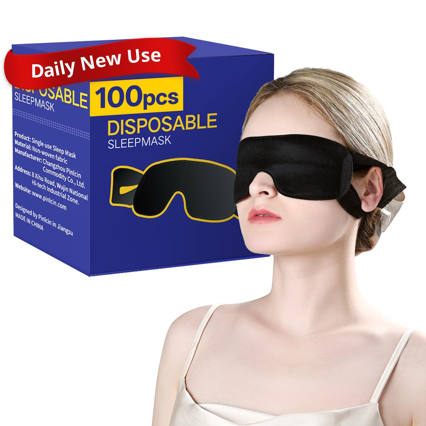 CROUVM 100 Pack Disposable Sleep Masks Bulk, Blackout Blindfolds for Men Women, Soft Eye Shade Cover for Sleeping Travel Yoga, Light Blocking Night Eye Mask for Party Games Team Building