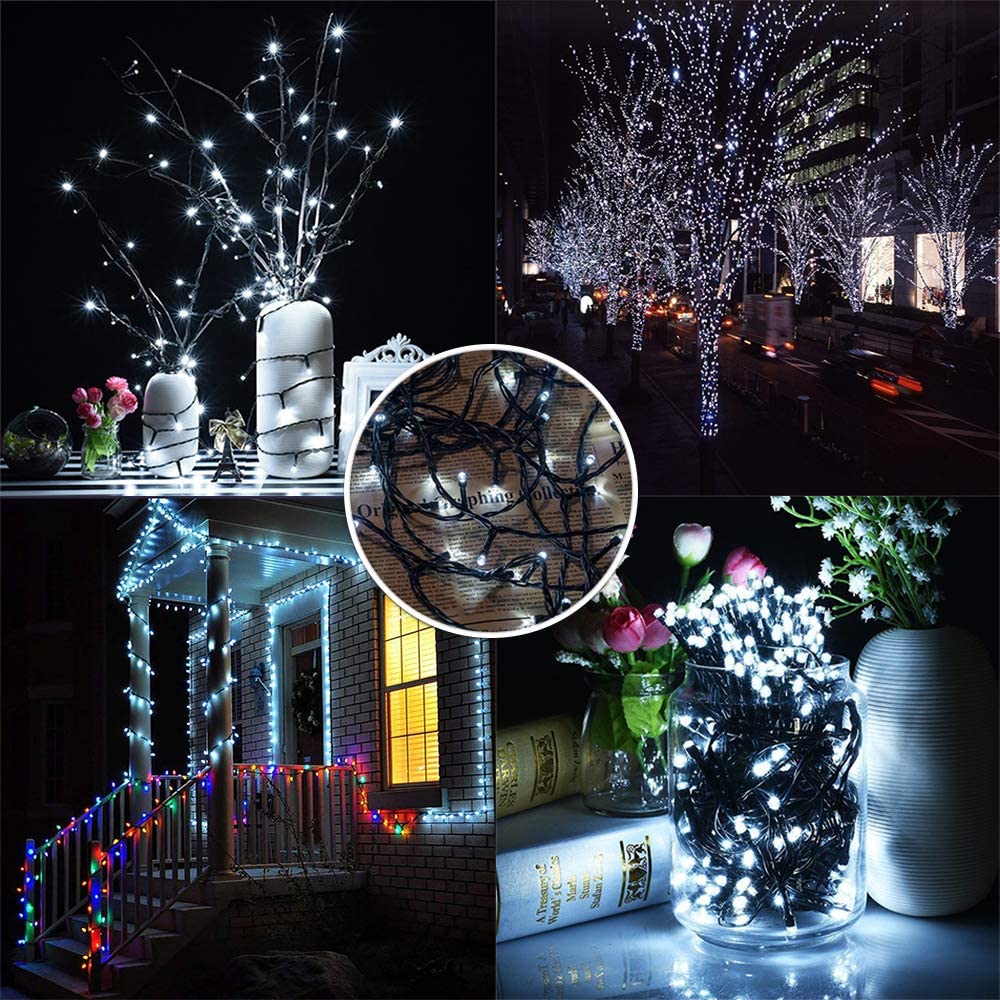 FULLBELL Gothic Decor String Lights 33ft, 100 LED, Memory Controller, Black Wire, White