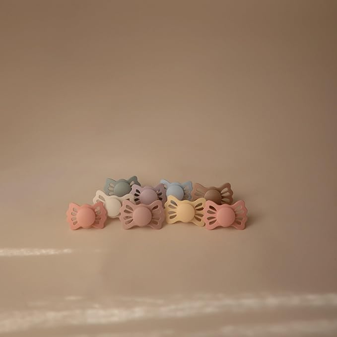 FRIGG Lucky Symmetrical SilkySoft Silicone Baby Pacifier | Made in Denmark | BPA-Free (White Lilac/Twilight Mauve, 6-18 Months)