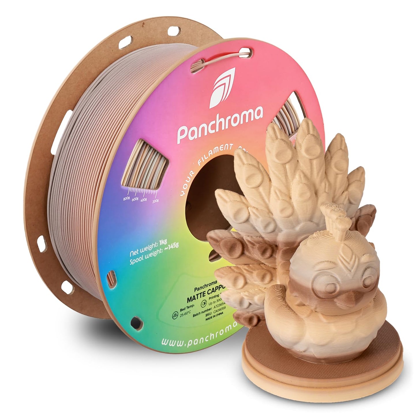 Polymaker Panchroma Gradient Matte PLA Filament, Multicolor Gradient Matte Cappuccino 1.75mm 3D Printing Filament, 3D Printer PL