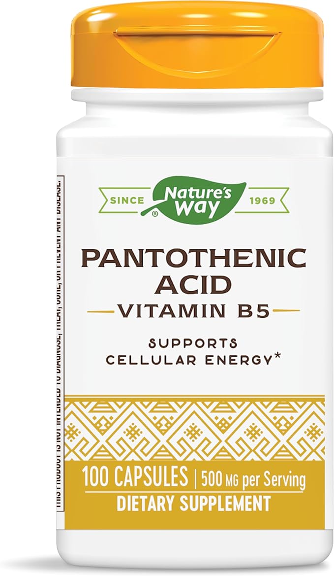 Nature's Way Pantothenic Acid, Supports Cellular Energy*, 500mg Per Serving, 100 Capsules