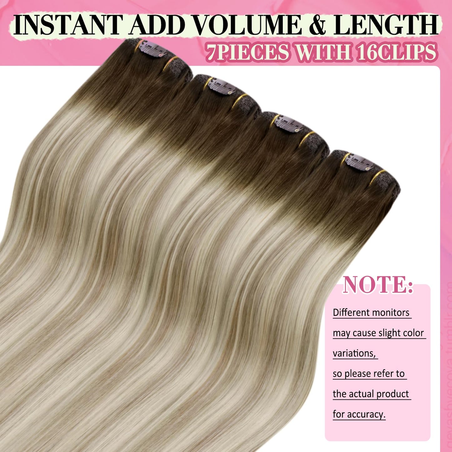 YoungSee 135G Clip in Human Hair Extension Ombre Clip in Real Hair Extension Dark Brown Ombre Golden Blonde Mix Platinum Blonde
