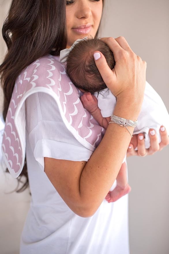 Copper Pearl Premium Baby Burp Cloths - 3-Pack Large Cotton Burp Cloths, Extra Soft Spit Up Rags with 3 Absorbent Layers, Perfect for Baby Girl Gifts (21" x 10" Size, Rosie Set)