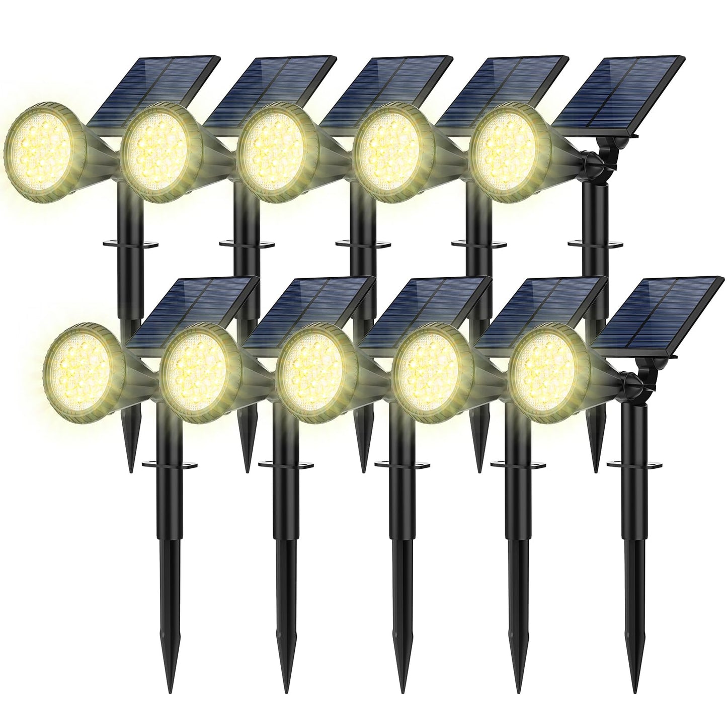 Fratink Solar Spot Lights Outdoor  10 Pack Outdoor Solar Lights For Yard  4 Lighting Mode Solar Landscape Spotlights With Auto On/Off  2-In-1 Waterproof Wall Lights For Garden  Walkway (Warm White)