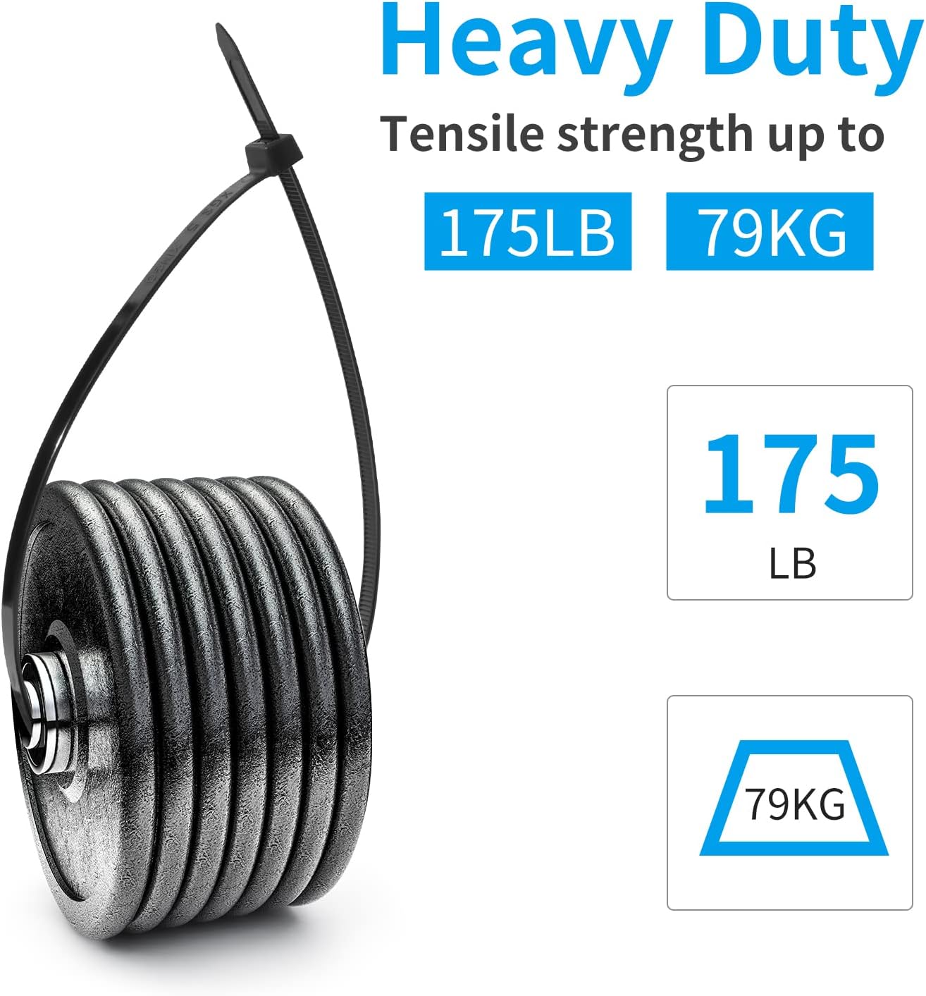 XINGO 20 inch Zip Ties Heavy Duty 100 PCS, 175 LBS Ultra Strong Plastic Wire Ties, Large Cable Ties xtra Long Tie Wraps, Indoor and Outdoor UV Resistant (White)