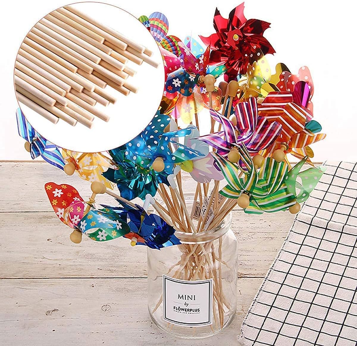 HOPELF 100Pc Dowel Rods 1/4 x 17.5 Inch Bamboo Sticks - Assortment for Crafts, DIY Projects