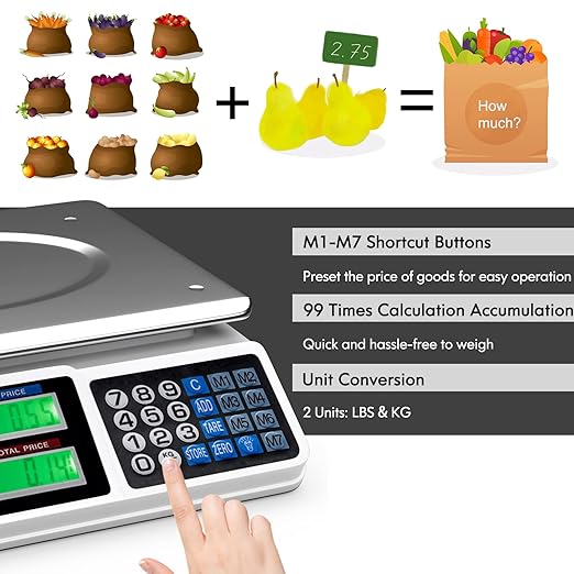 Goplus 66 LB Deli Scale Price Computing Commercial Food Produce Electronic Counting Weight (Silver)
