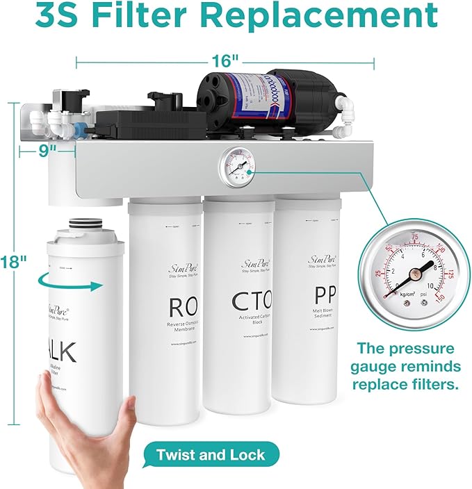SimPure T1-400ALK ALK Filter Replacement Alkaline Cartridge, 6 Months Replacement Cartridge (1 Pack)