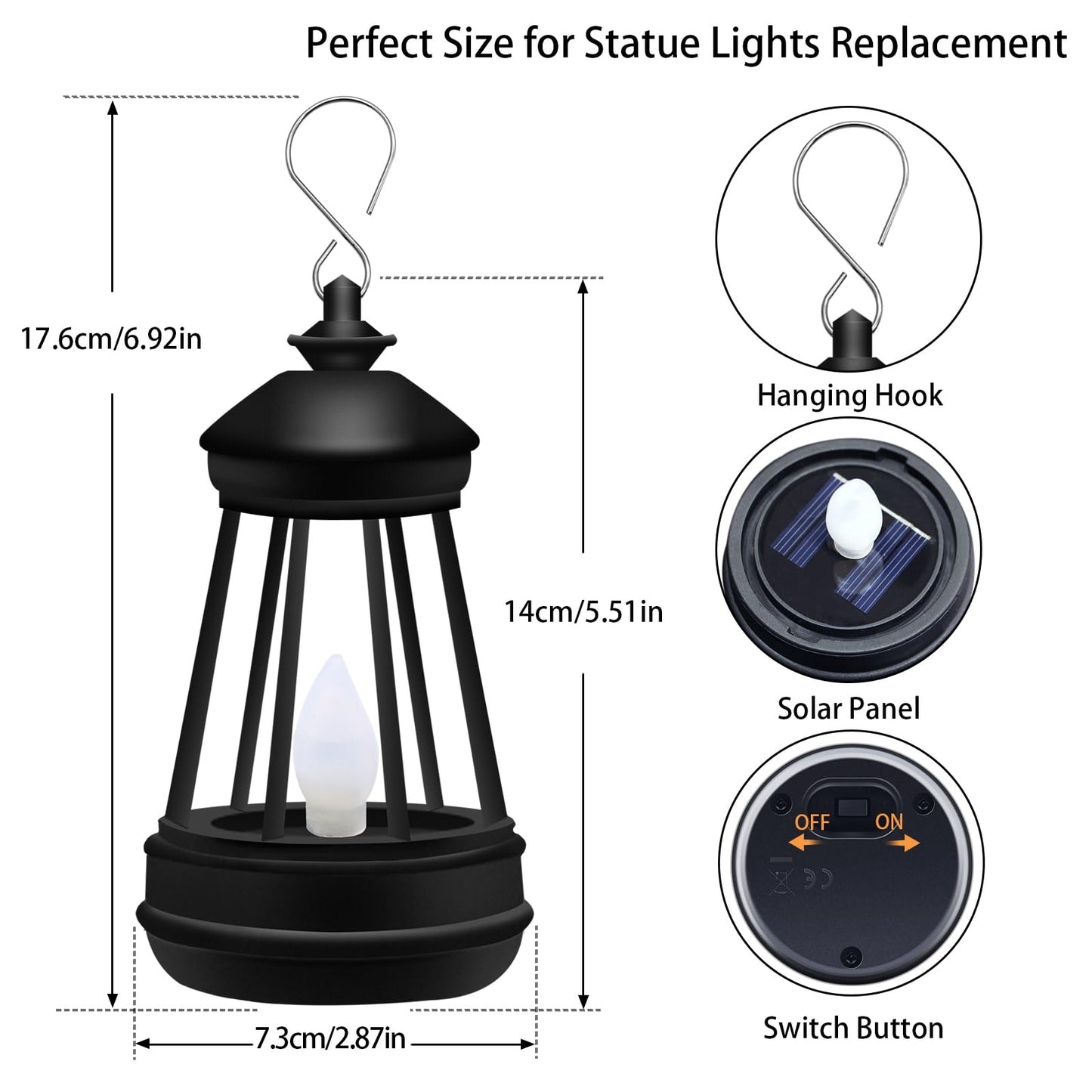 Mini Solar Lantern Lights Replacement For Outdoor Statue  Small Hanging Lantern Replacement  Waterproof Garden Decor Outdoor Lighting Decorative Lights For Yard Patio Lighting  Warm White  1 Pack