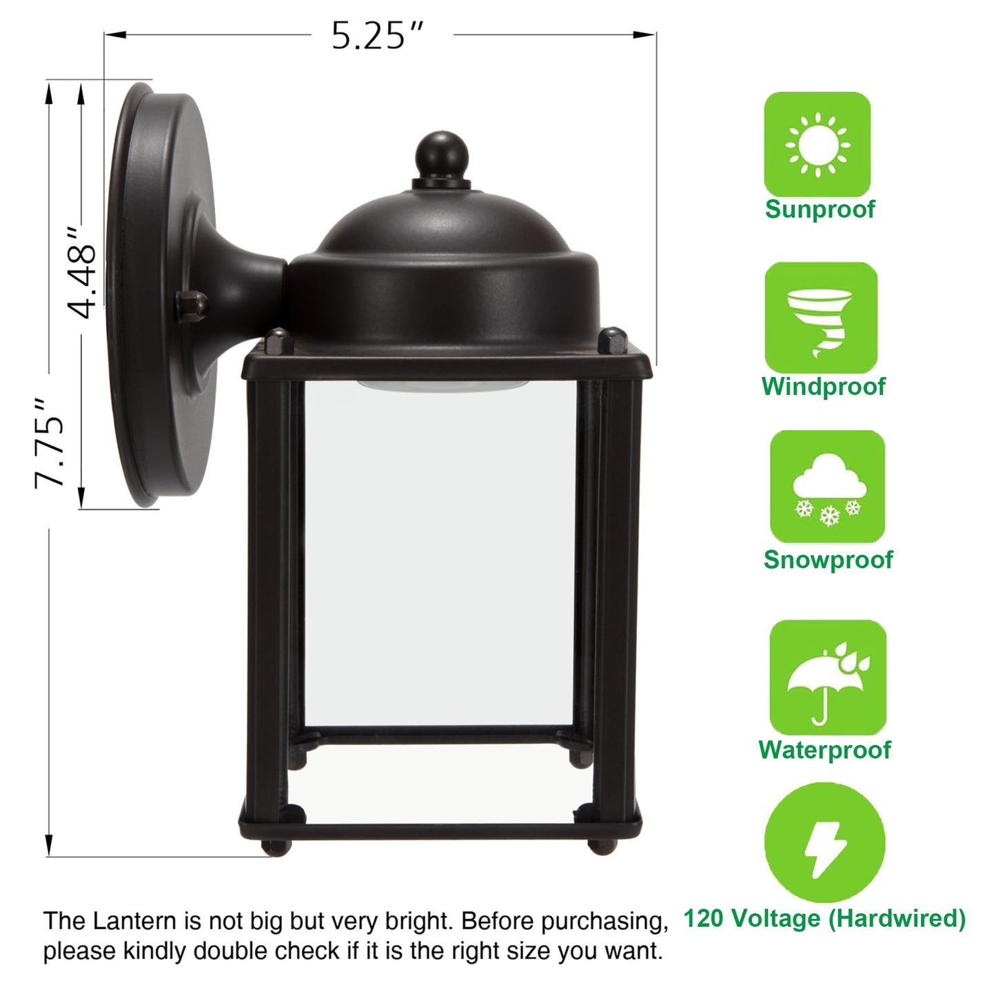 Lit-Path Outdoor Led Wall Lantern, 800 Lumen, 9.5W, Bronze Aluminum, 5000K Daylight White, Model Lt-Wl01750K-Br