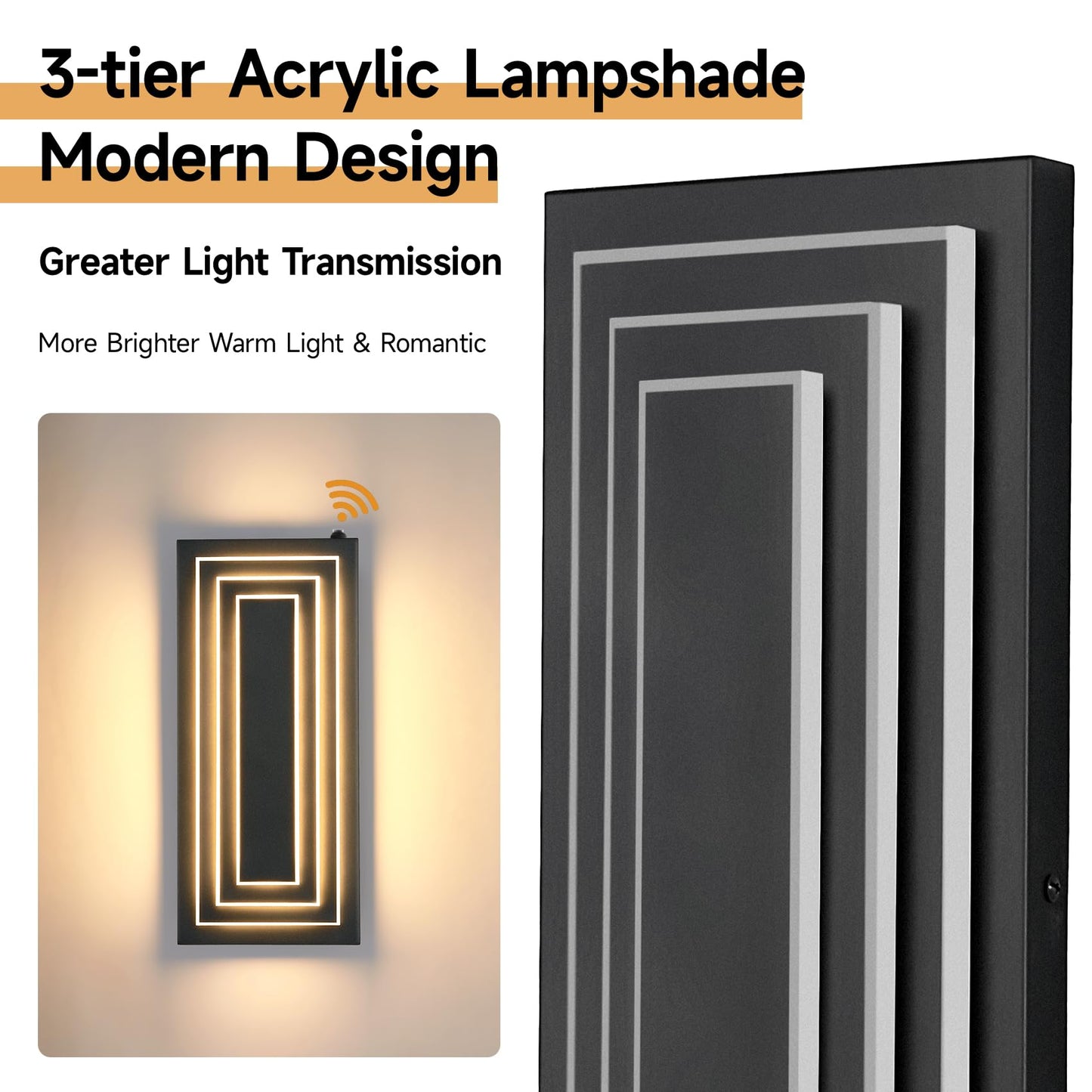 ZSMAIKU Outdoor Wall Light Fixture, 36W LED, 23.6IN Waterproof Sconce, Modern Black Design, Model MK-108-GY60H-3C-1