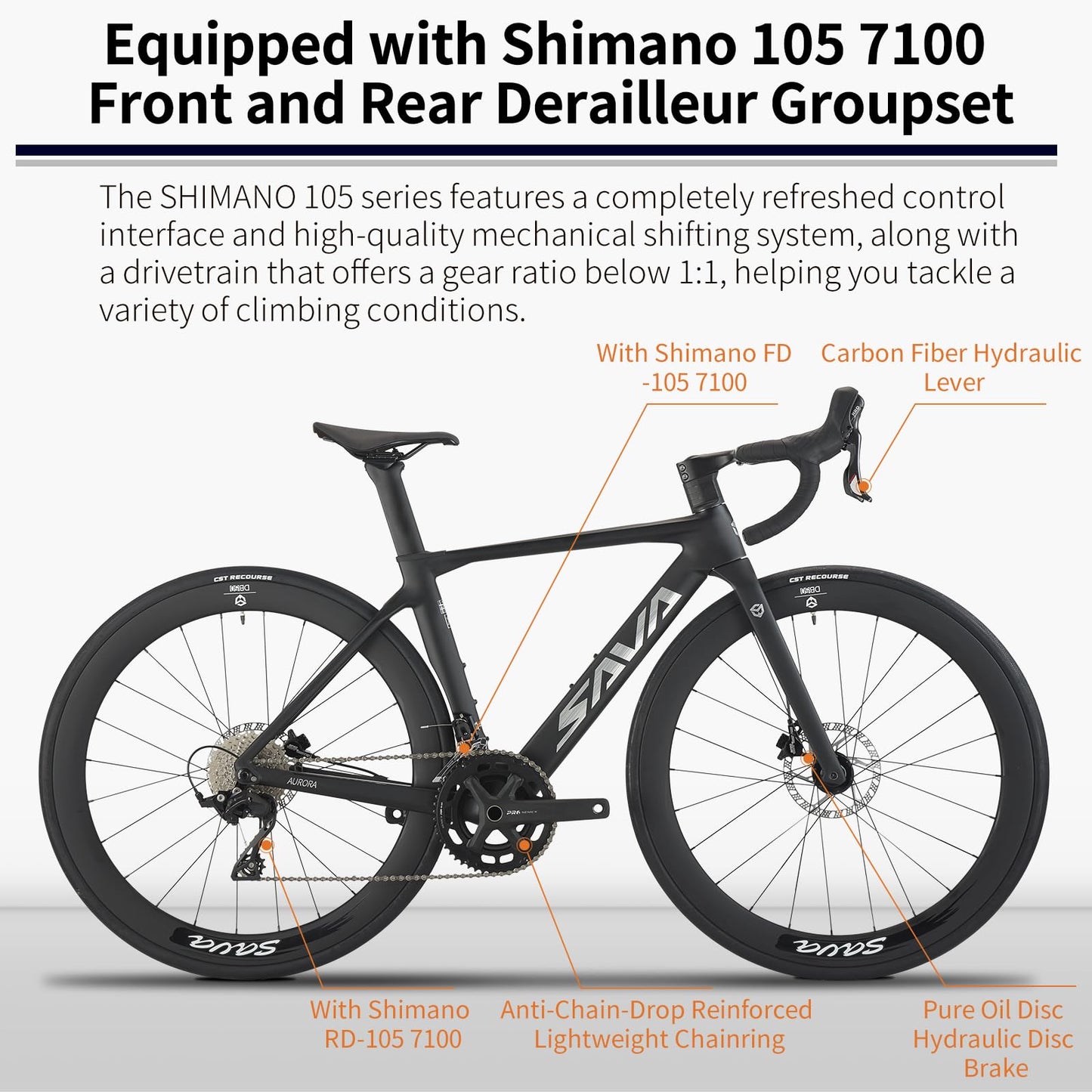 SAVADECK A7L Carbon Road Bike, T800 Carbon Fiber Frame 700C Racing Bicycle with Shimano 105 R7100 24 Speed Groupset and Hydraulic Disc Brake, Ultra-Light Carbon Bike for Man and Women(Dark Blue,47cm)