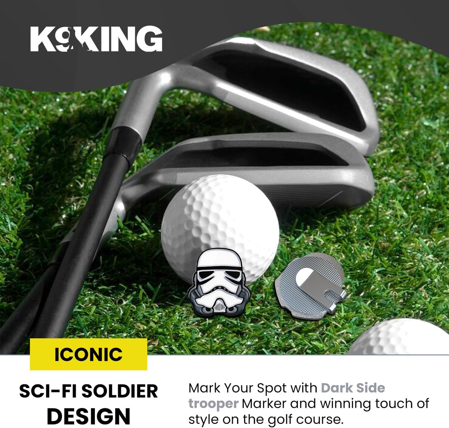 K9King Funny Golf Ball Marker with Magnetic Hat Clip – Unique Durable Enamel Ball Marker – Enhanced Golfing Fun Waterproof Scratch Free Golf Accessories and Gifts for Golfers