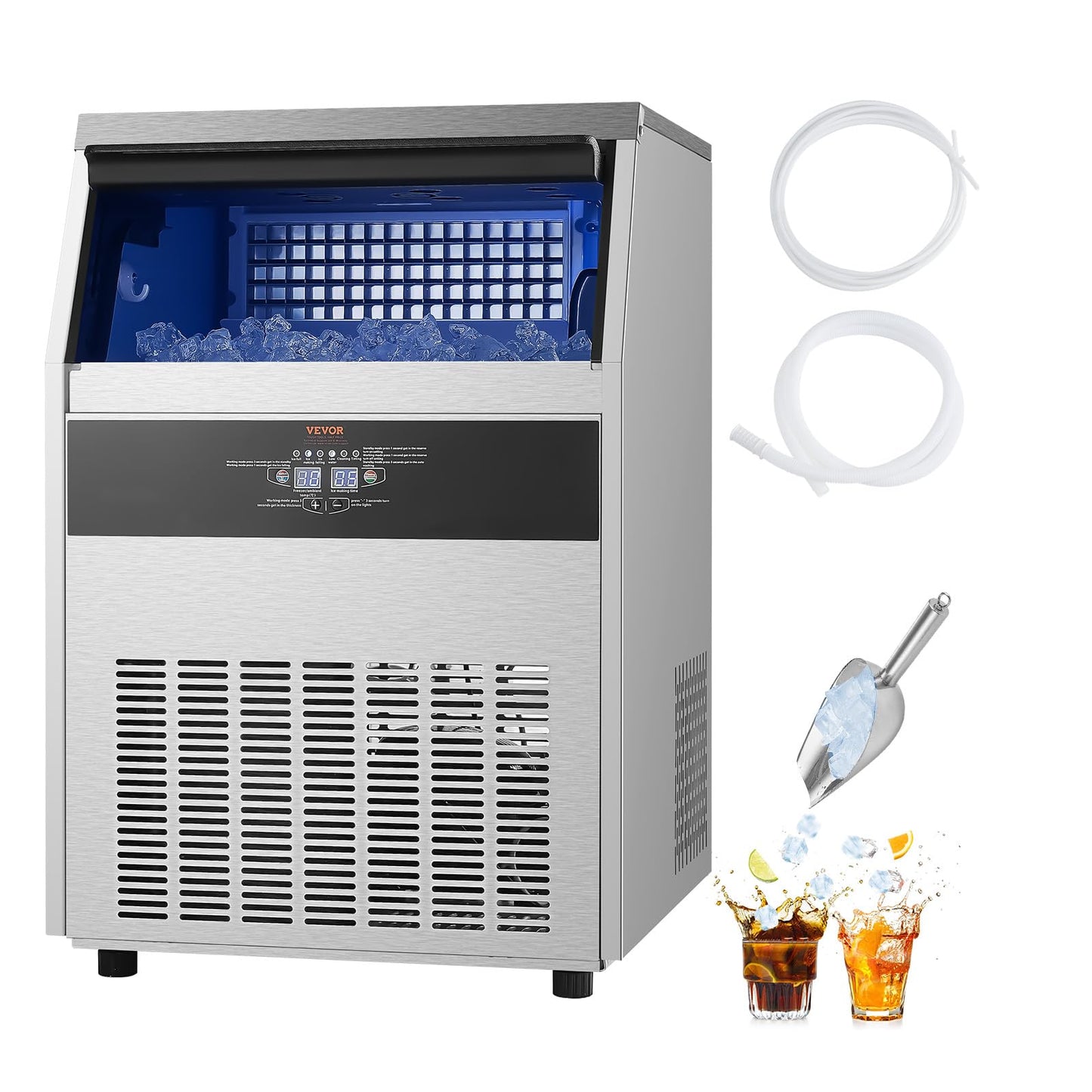VEVOR Freestanding Ice Maker Machine for Bar Office Restaurant (265lbs/24H)